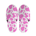 Pink And White Cow Print Slippers