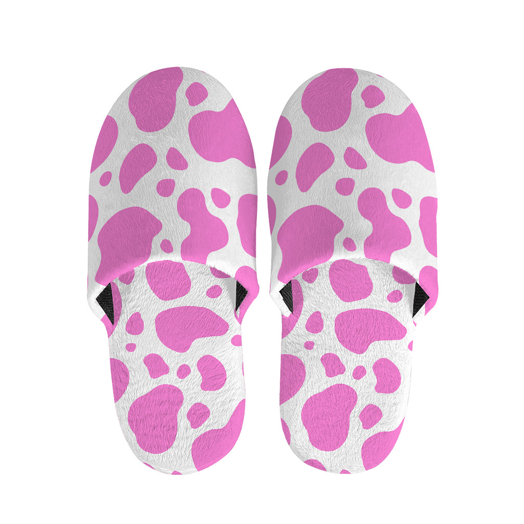 Pink And White Cow Print Slippers