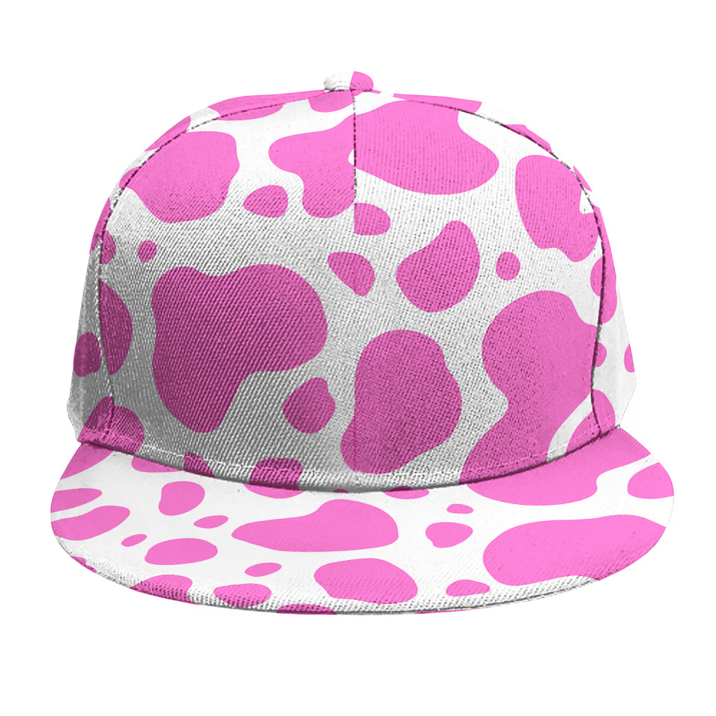 Pink And White Cow Print Snapback Cap