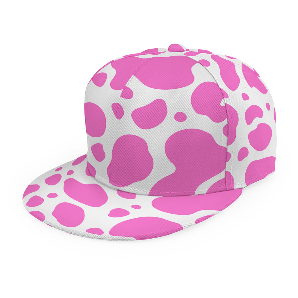 Pink And White Cow Print Snapback Cap