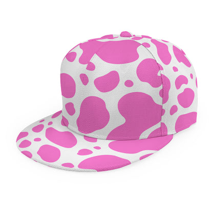 Pink And White Cow Print Snapback Cap