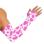 Pink And White Cow Print Sun Protection Arm Sleeves