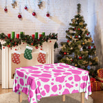 Pink And White Cow Print Tablecloth