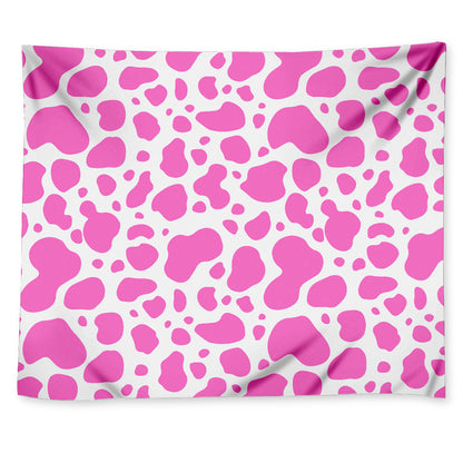 Pink And White Cow Print Tapestry