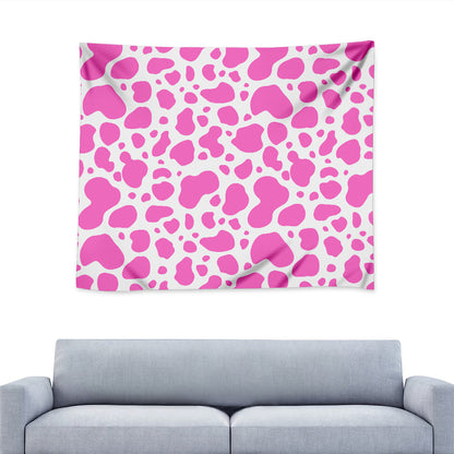 Pink And White Cow Print Tapestry