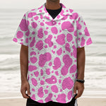 Pink And White Cow Print Textured Short Sleeve Shirt
