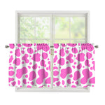 Pink And White Cow Print Tier Curtains