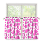 Pink And White Cow Print Tier Curtains