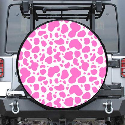 Pink And White Cow Print Tire Cover