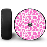 Pink And White Cow Print Tire Cover With Camera Hole