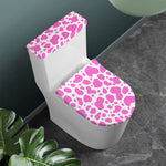 Pink And White Cow Print Toilet Lid And Tank Cover Set