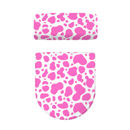 Pink And White Cow Print Toilet Lid And Tank Cover Set