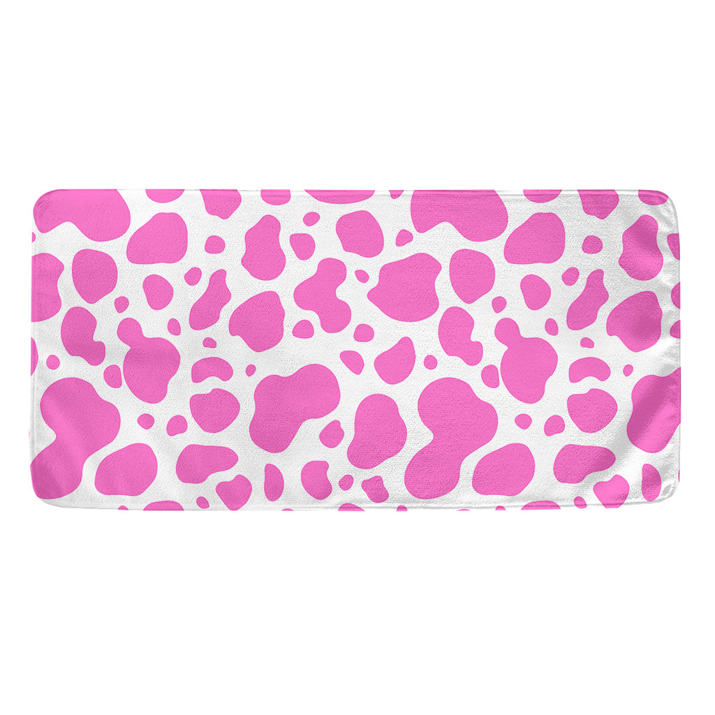 Pink And White Cow Print Towel
