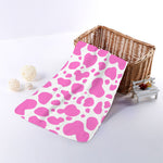 Pink And White Cow Print Towel