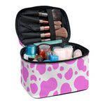 Pink And White Cow Print Travel Makeup Bag