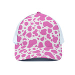 Pink And White Cow Print White Mesh Trucker Cap