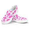 Pink And White Cow Print White Slip On Sneakers