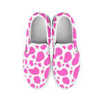 Pink And White Cow Print White Slip On Sneakers