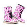 Pink And White Cow Print Winter Boots