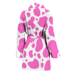 Pink And White Cow Print Women's Bathrobe