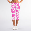 Pink And White Cow Print Women's Capri Leggings