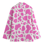 Pink And White Cow Print Women's Cotton Blazer