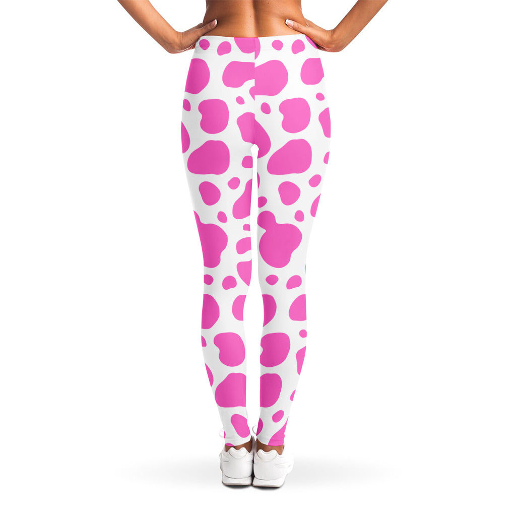 Pink And White Cow Print Women's Leggings
