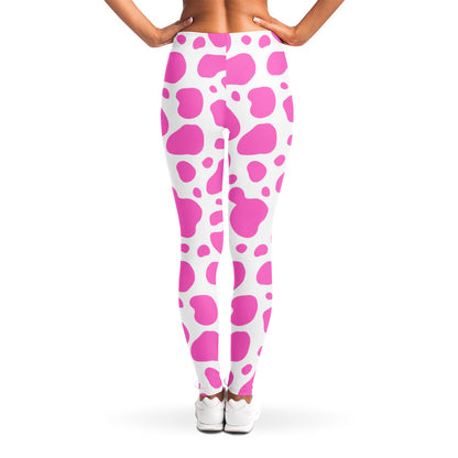 Pink And White Cow Print Women's Leggings
