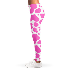 Pink And White Cow Print Women's Leggings