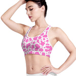 Pink And White Cow Print Women's Sports Bra