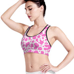 Pink And White Cow Print Women's Sports Bra