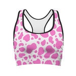 Pink And White Cow Print Women's Sports Bra