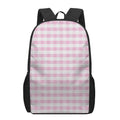 Pink And White Gingham Pattern Print 17 Inch Backpack