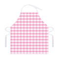 Pink And White Gingham Pattern Print Adjustable Apron