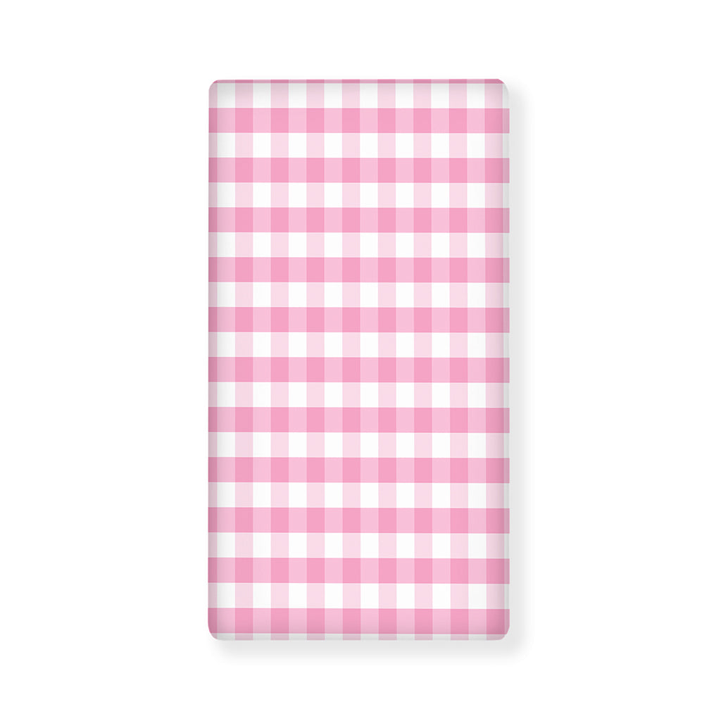 Pink And White Gingham Pattern Print Baby Crib Sheet