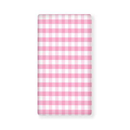 Pink And White Gingham Pattern Print Baby Crib Sheet