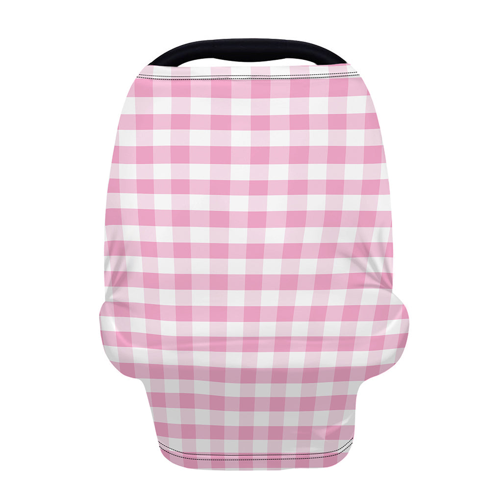 Pink And White Gingham Pattern Print Baby Seat Cover
