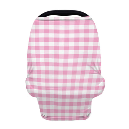 Pink And White Gingham Pattern Print Baby Seat Cover