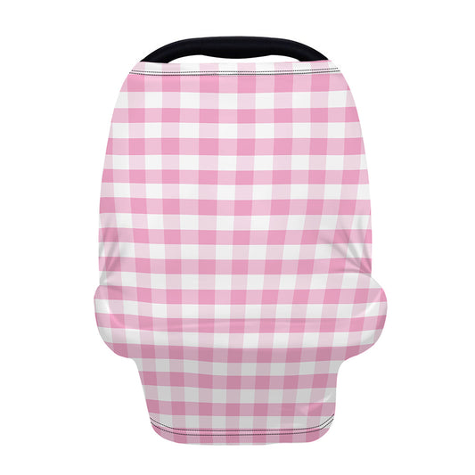 Pink And White Gingham Pattern Print Baby Seat Cover