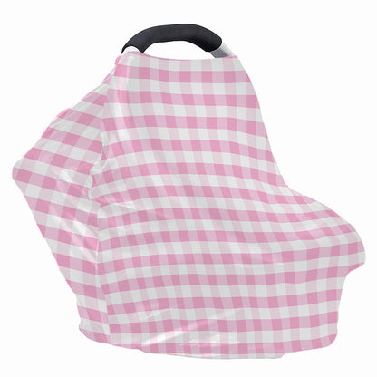 Pink And White Gingham Pattern Print Baby Seat Cover