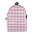 Pink And White Gingham Pattern Print School Backpack