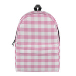 Pink And White Gingham Pattern Print Backpack