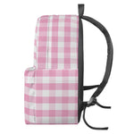 Pink And White Gingham Pattern Print Backpack