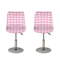 Pink And White Gingham Pattern Print Bar Stool Covers