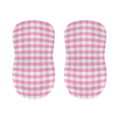 Pink And White Gingham Pattern Print Bar Stool Covers