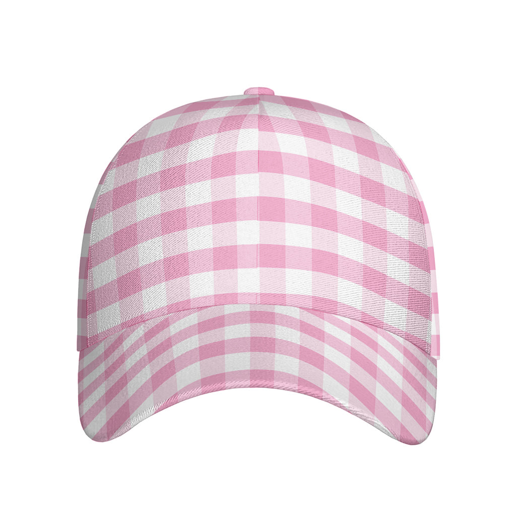 Pink And White Gingham Pattern Print Baseball Cap
