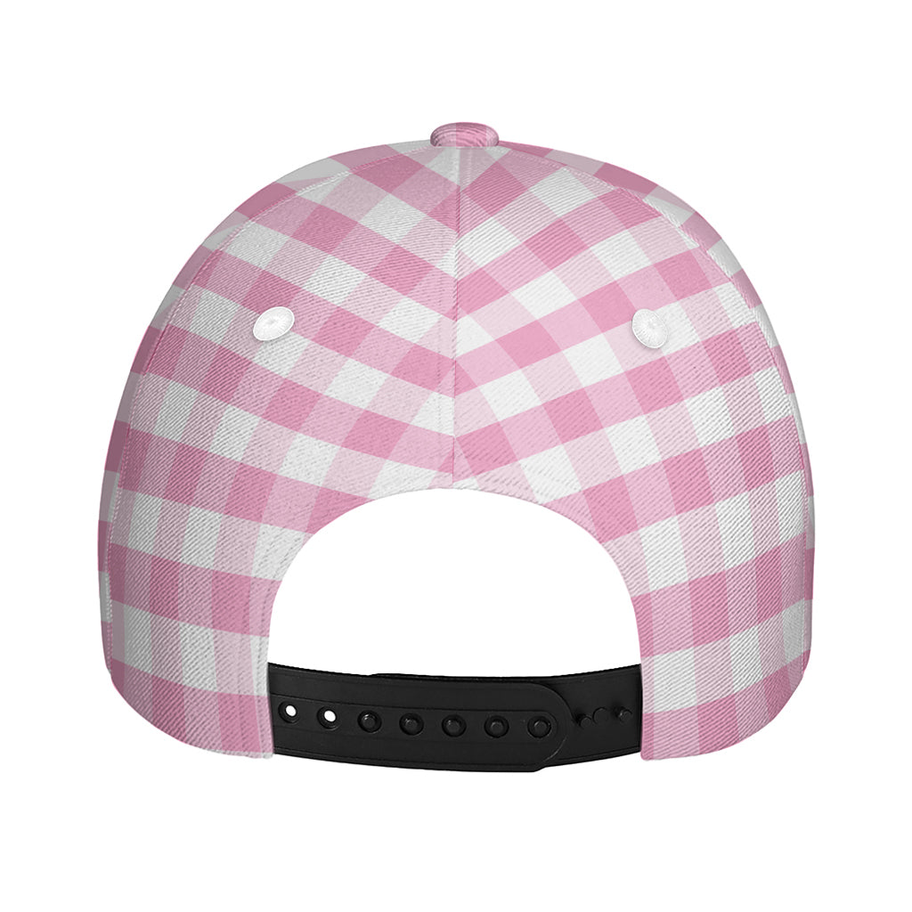 Pink And White Gingham Pattern Print Baseball Cap
