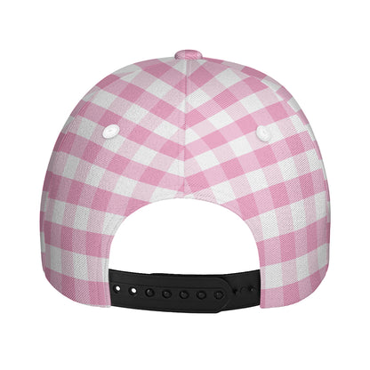 Pink And White Gingham Pattern Print Baseball Cap