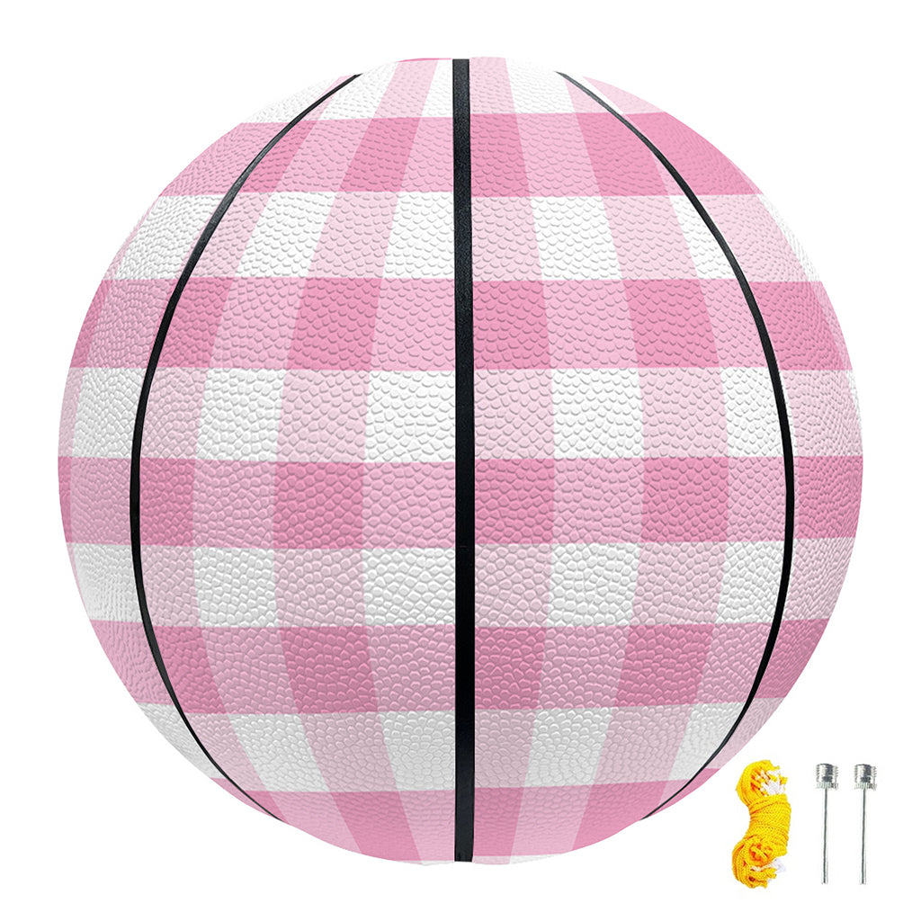 Pink And White Gingham Pattern Print Basketball