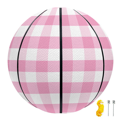 Pink And White Gingham Pattern Print Basketball